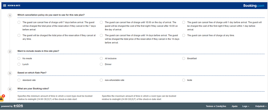 Create Rateplans for Booking.com through the e-GDS Backoffice